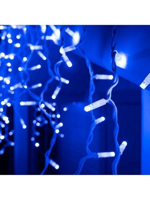 Гирлянда «Бахрома» 3x0.6 м, IP65, УМС, белая нить каучук, 108 LED, свечение синее, 220 В