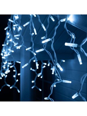 Гирлянда «Бахрома» 3x0.6 м, IP65, УМС, белая нить каучук, 108 LED, свечение белое, 220 В