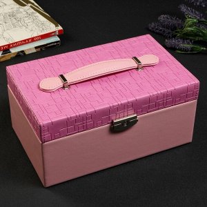Шкатулка кожзам для украшений "Сплетение линий" розовая с фуксией 12х24х15,5 см