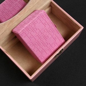 Шкатулка кожзам для украшений "Сплетение линий" розовая с фуксией 12х24х15,5 см