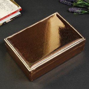 Шкатулка кожзам для украшений "Голография с блеском" золото 7,2х24,5х17,5 см