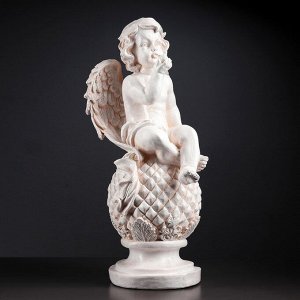 Фигура "Ангел на шаре с птичкой" 25х25х60см бежевый