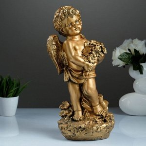 Фигура "Ангел с цветами" большой бронза 18х20х42см