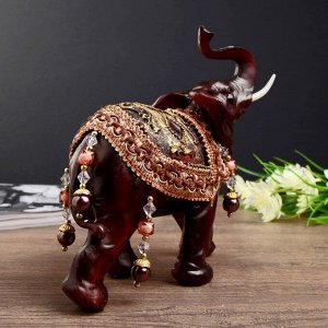 Сувенир полистоун "Чёрный слон с попоной с бахромой" 20,5х17х8,5 см