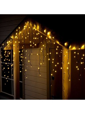 Гирлянда «Бахрома» 3*0.9 м, IP44, УМС, тёмная нить, 232 LED, свечение тёплое белое, 220 В