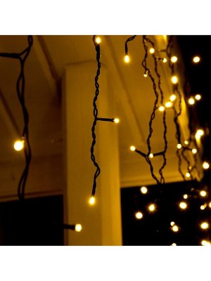Гирлянда «Бахрома» 3x0.9 м, IP44, УМС, тёмная нить, 232 LED, свечение тёплое белое, 220 В