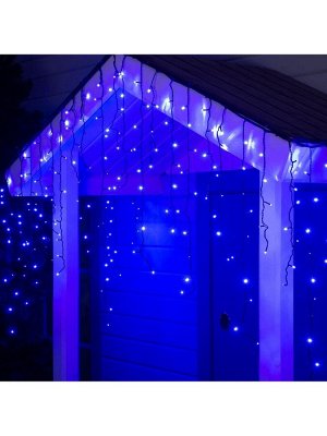Гирлянда «Бахрома» 3x0.9 м, IP44, УМС, тёмная нить, 232 LED, свечение синее, 220 В