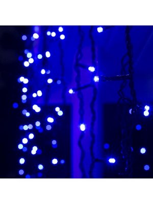 Гирлянда «Бахрома» 3x0.9 м, IP44, УМС, тёмная нить, 232 LED, свечение синее, 220 В