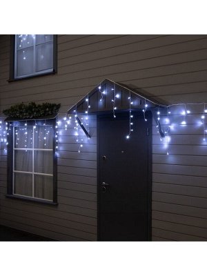 Гирлянда «Бахрома» 6*0.7 м, IP44, УМС, белая нить, 120 LED, свечение белое, 220 В