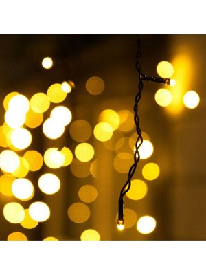 Гирлянда «Бахрома» 25x0.7 м, IP44, УМС, тёмная нить, 450 LED, свечение тёплое белое, 220 В