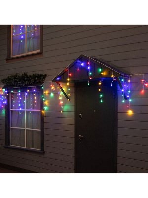 Гирлянда «Бахрома» 6x0.7 м, IP44, УМС, белая нить, 120 LED, свечение мульти, 220 В