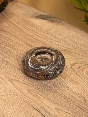Подсвечник из дерева Джати, d=3 см, 10x10x3 см, тёмно-коричневый