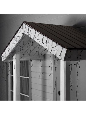 Гирлянда «Бахрома» 3x0.6 м, IP44, УМС, тёмная нить, 100 LED, свечение белое, мерцание, 24 В