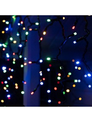 Гирлянда «Бахрома» 3x0.9 м, IP65, УМС, тёмная нить каучук, 144 LED, свечение мульти, 220 В
