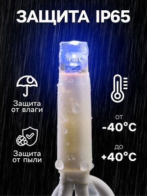 Гирлянда «Бахрома» 3x0.9 м, IP65, УМС, тёмная нить каучук, 144 LED, свечение мульти, 220 В