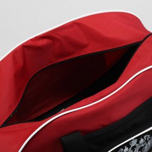 Сумка спортивная, отдел на молнии, 4 наружных кармана, цвет чёрный/красный