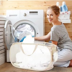 Детская сетчатая складная корзина с ручками для хранения игрушек. Большой размер, горизонтальная 58х36х36 см