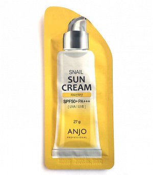 ANJO Солнцезащитный крем(Snail Sun Cream,SPF50+  с экстрактом муцина улитки)27 гр. 1*300шт.Арт-82563