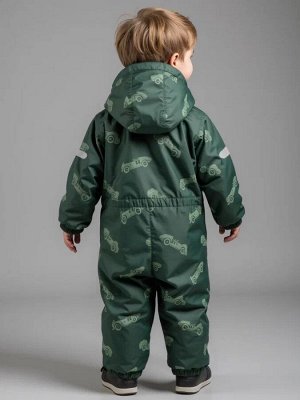 Комбинезон детский зимний Amarobaby Adventure, зеленый, машины