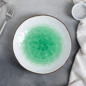 Тарелка глубокая «Ио», 750 мл, 21,6?4 см, цвет белый/зелёный