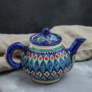 Чайник заварочный Риштанская Керамика «Цветы», 700 мл, синий МИКС