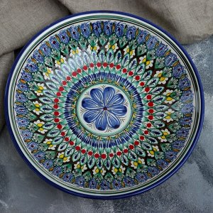 Ляган Риштанская Керамика &quot;Цветы&quot;, 33 см, синий