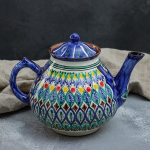 Чайник заварочный Риштанская Керамика «Узоры», 1.6 л, синий МИКС