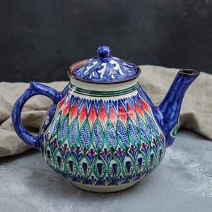 Чайник заварочный Риштанская Керамика «Узоры», 1.6 л, синий МИКС