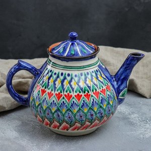 Чайник заварочный Риштанская Керамика «Узоры», 1.6 л, синий МИКС