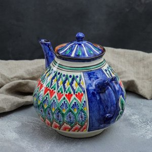 Чайник заварочный Риштанская Керамика «Узоры», 1.6 л, синий МИКС