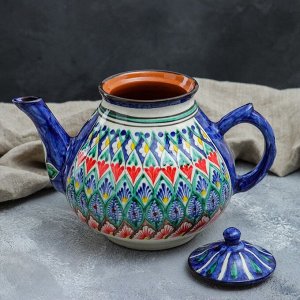Чайник заварочный Риштанская Керамика «Узоры», 1.6 л, синий МИКС