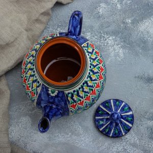 Чайник заварочный Риштанская Керамика «Узоры», 1.6 л, синий МИКС