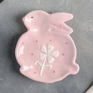 Блюдо 15?12,5 см "Пасхальный кролик", цвет розовый