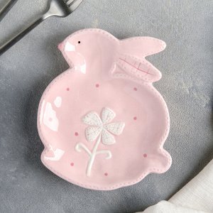 Блюдо 17?15 см "Пасхальный кролик", цвет розовый