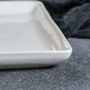 Тарелка "Квадрат" для суши, белая с деколью, 19 см, микс