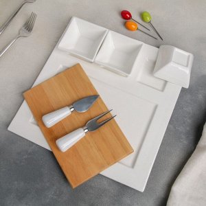 Блюдо для подачи «Эстет», 8 предметов: 3 соусника 8x6x4 см, 3 шпажки, нож, вилочка