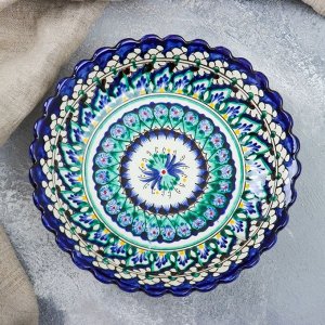 Тарелка глубокая Риштанская Керамика, 20см, рифлёная кайма