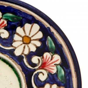 Кофейная пара Шафран Риштанская Керамика, 2 предмета: чашка 100 мл, блюдце d=10 см, синяя