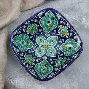 Салатница Риштанская Керамика &quot;Цветы&quot;, 19 см, синий