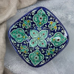 Салатница узбекская Риштанская Керамика «Цветы», 19x5.5 см, синяя
