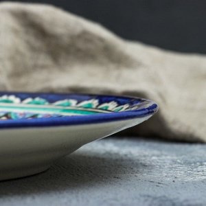 Тарелка узбекская Риштанская Керамика «Цветы», d=25 см, синяя