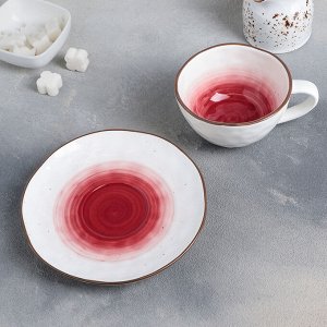 Чайная пара Доляна «Космос», чашка 250 мл, блюдце d=16 см, цвет красный