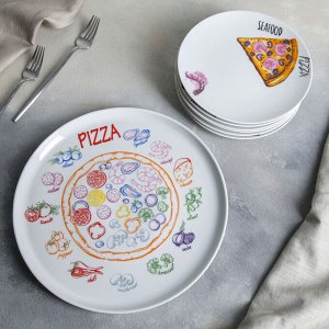 Набор блюд «Пицца», 7 предметов: 1 шт d=30 см, 6 шт d=20 см, рисунок МИКС
