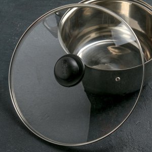 Крышка для сковороды и кастрюли стеклянная JARKO, d=32 см, с пластиковой ручкой