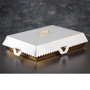 Упаковка для пирожныx, BON BON, премиум, золотое основание, 27,5 x 18,5 x 10 см