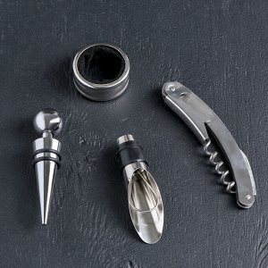 Набор для вина «Бордо», 4 предмета: кольцо, пробка, каплеуловитель, нож для срезания фольги