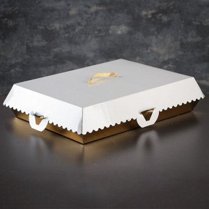 Упаковка для пирожныx, BON BON, премиум, золотое основание, 32 x 22 x 10 см