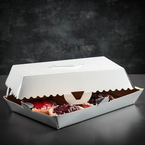 Упаковка для пирожныx, BON BON, премиум, серебряное основание, 32 x 22 x 10 см