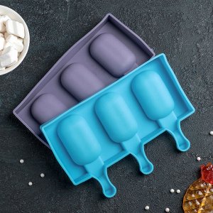 Форма для леденцов и мороженого «Эскимо волна», 19,4-13 см, 3 ячейки, цвет МИКС