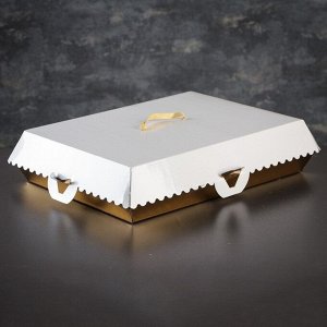 Упаковка для пирожныx, BON BON, премиум, золотое основание, 38,5 x 28 x 10 см